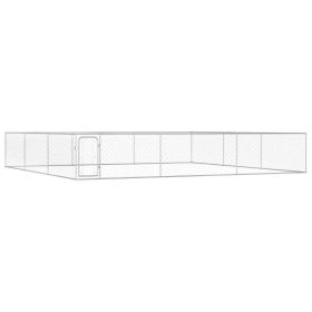 Outdoor Dog Kennel Galvanised Steel 236.2"x236.2"x39.4" - Silver