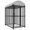Outdoor Dog Kennel with Roof 59.1"x39.4"x68.9" - Black