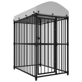 Outdoor Dog Kennel with Roof 59.1"x39.4"x68.9" - Black