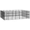 Outdoor Dog Kennel Steel 347.2 ftÂ² - Black