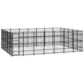Outdoor Dog Kennel Steel 347.2 ftÂ² - Black