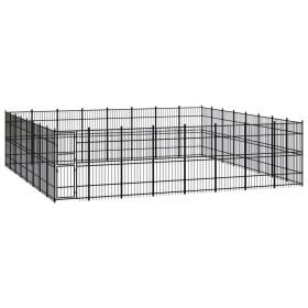 Outdoor Dog Kennel Steel 634.9 ftÂ² - Black