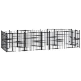 Outdoor Dog Kennel Steel 267.8 ftÂ² - Black
