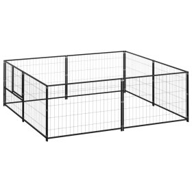Dog Kennel Black 43.1 ftÂ² Steel - Black