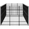 Outdoor Dog Kennel Steel 267.8 ftÂ² - Black