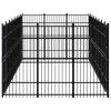 Outdoor Dog Kennel Steel 238.1 ftÂ² - Black