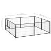 Dog Kennel Black 43.1 ftÂ² Steel - Black