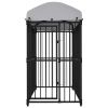 Outdoor Dog Kennel with Roof 59.1"x39.4"x68.9" - Black