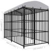 Outdoor Dog Kennel with Roof 118.1"x59.1"x82.7" - Black