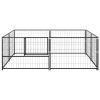 Dog Kennel Black 43.1 ftÂ² Steel - Black