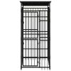 Outdoor Dog Kennel with Roof Steel 19.8 ftÂ² - Black
